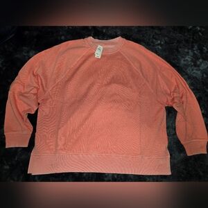 Aerie Beach Party Knit Crewneck Sweatshirt - M - Orange/Coral - NWT